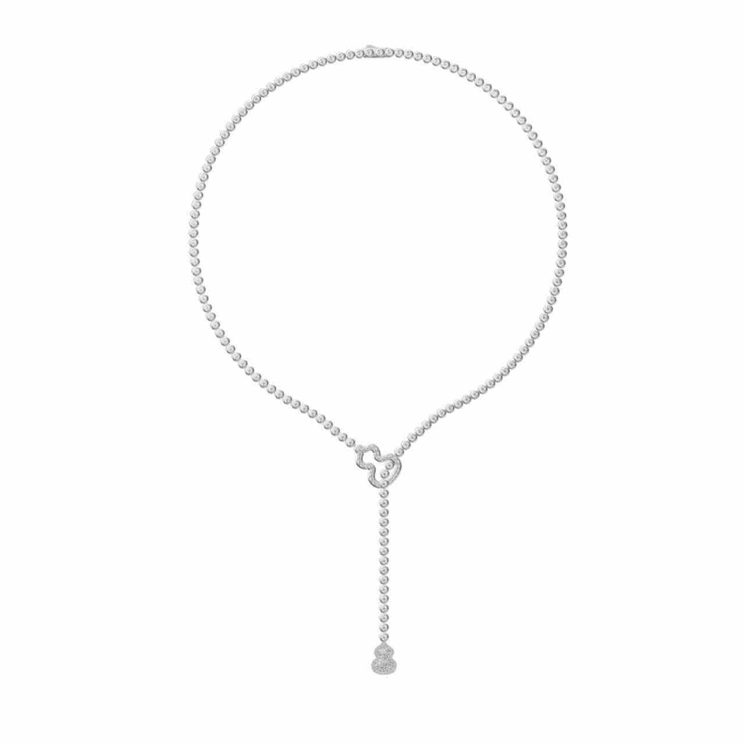 Qeelin Wulu Full Diamond Tassel Y Necklace necklace silver-toned metal with clear white diamonds 42cm with 5cm extender