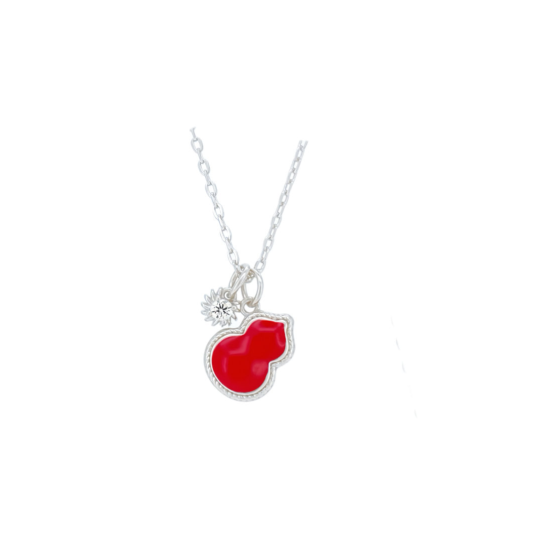 Qeelin WULU necklace Silver-toned metal with red enamel and clear diamond accent 42cm