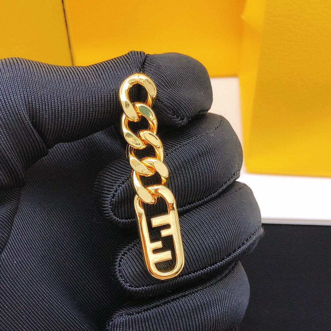 Fendi O Lock earrings gold-tone metal 4 5cm drop length