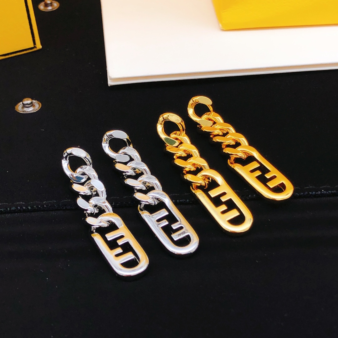 Fendi O Lock earrings gold-tone metal 4 5cm drop length
