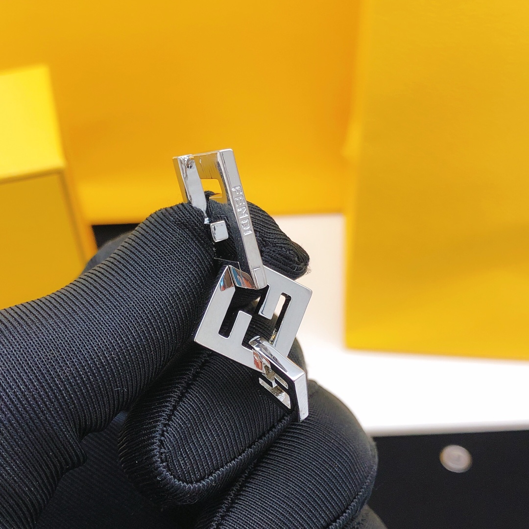 Fendi FF Logo Drop Earrings earrings Silver-tone metal no gemstones 3 5cm drop length