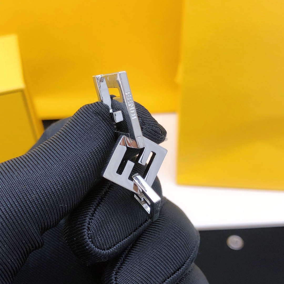 Fendi FF Logo Drop Earrings earrings Silver-tone metal no gemstones 3 5cm drop length
