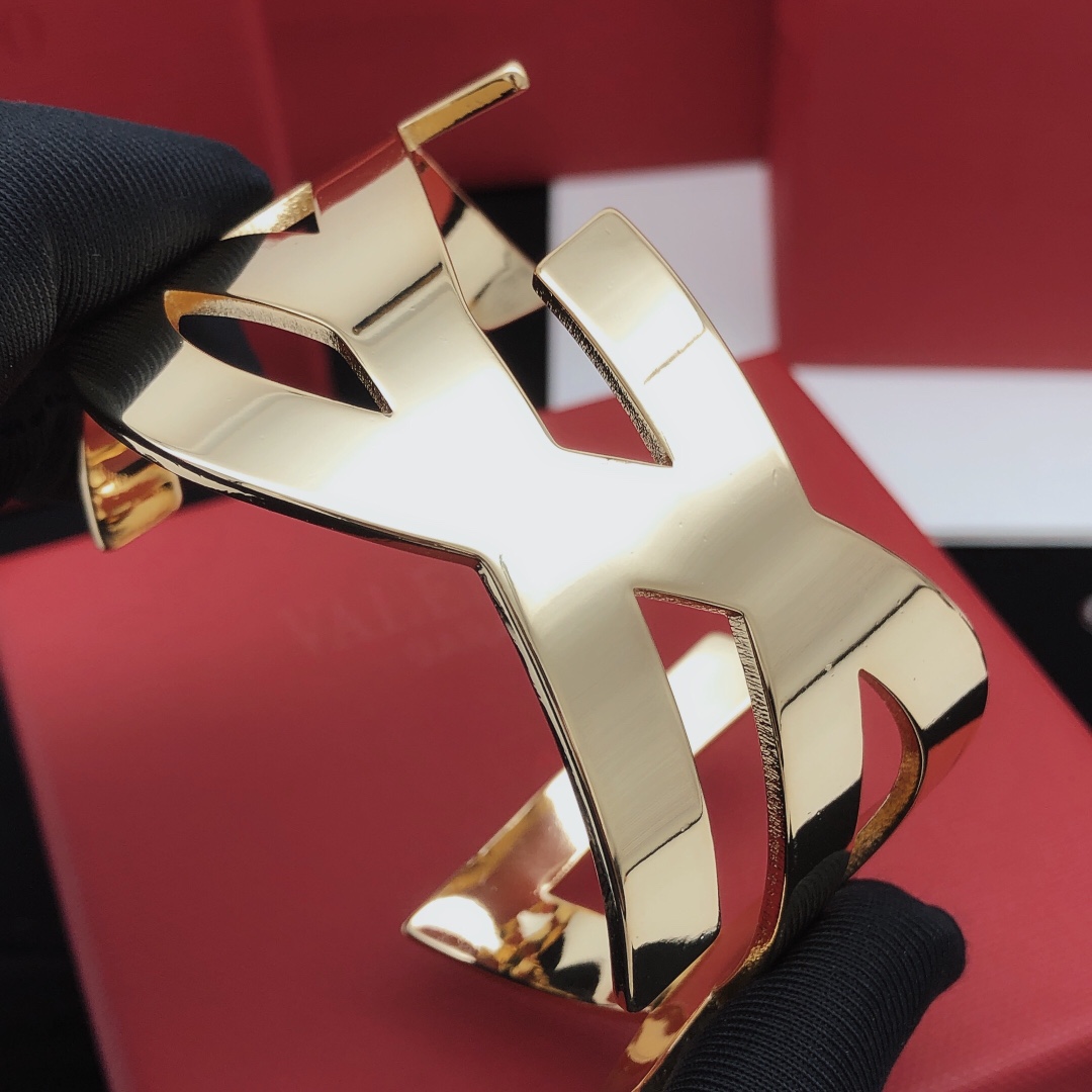 Valentino VLogo Signature Cuff bracelet Polished Gold Tone Metal One Size