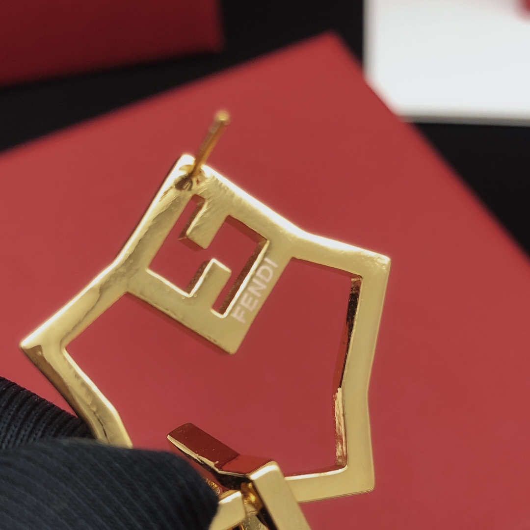 Fendi FF Logo Chain Drop Earrings earrings gold-tone metal with clear pave crystals 5 5cm drop length