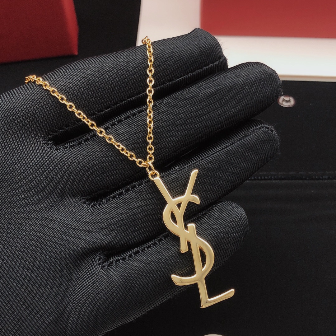 Saint Laurent Cassandre Monogram Pendant Necklace necklace gold-tone metal no accent stones 45cm