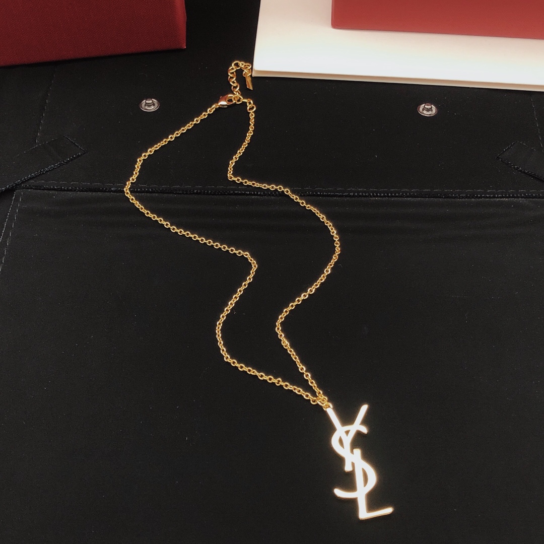 Saint Laurent Cassandre Monogram Pendant Necklace necklace gold-tone metal no accent stones 45cm
