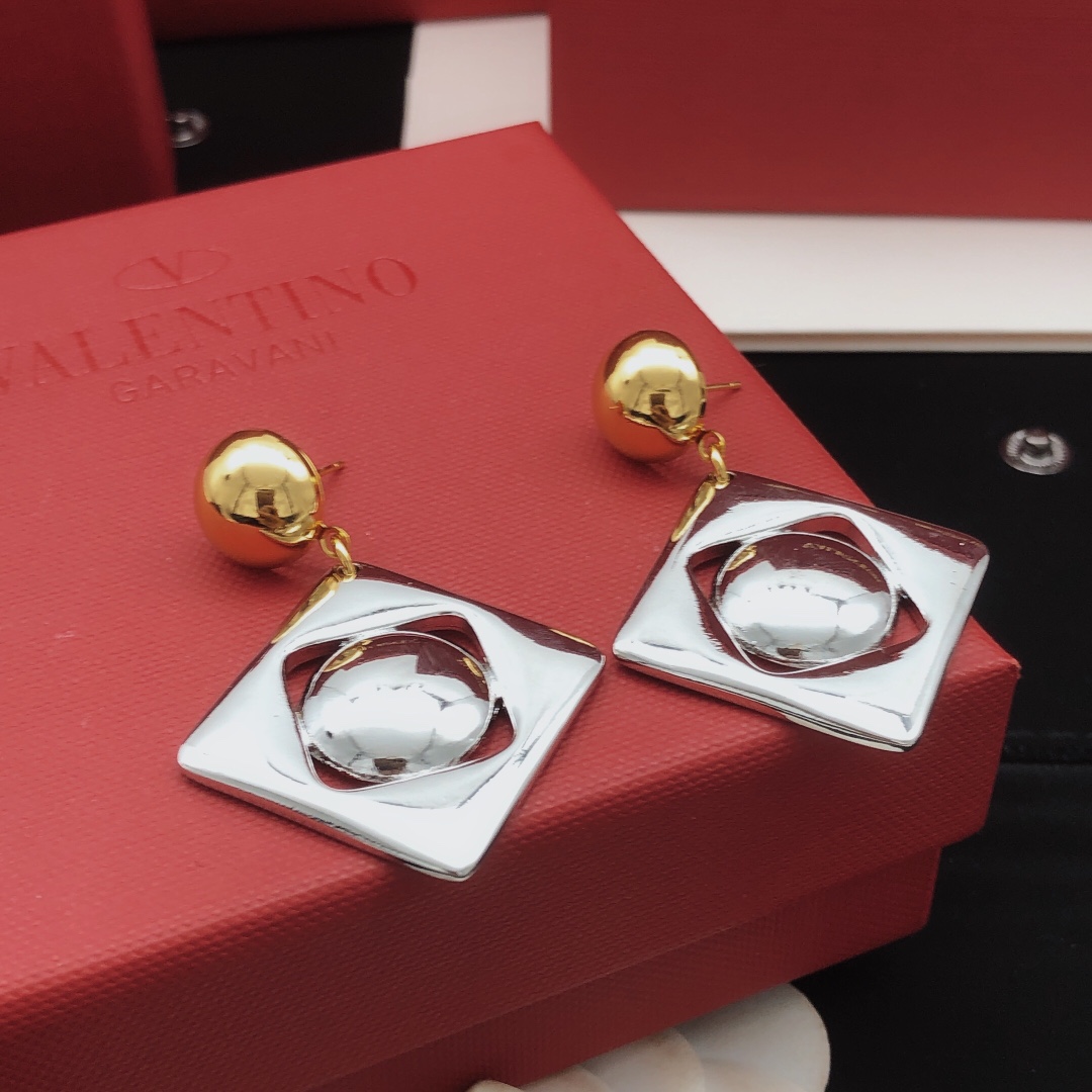 Valentino Two-Tone Geometric Drop Earrings earrings gold-tone metal silver-tone metal 4cm drop length