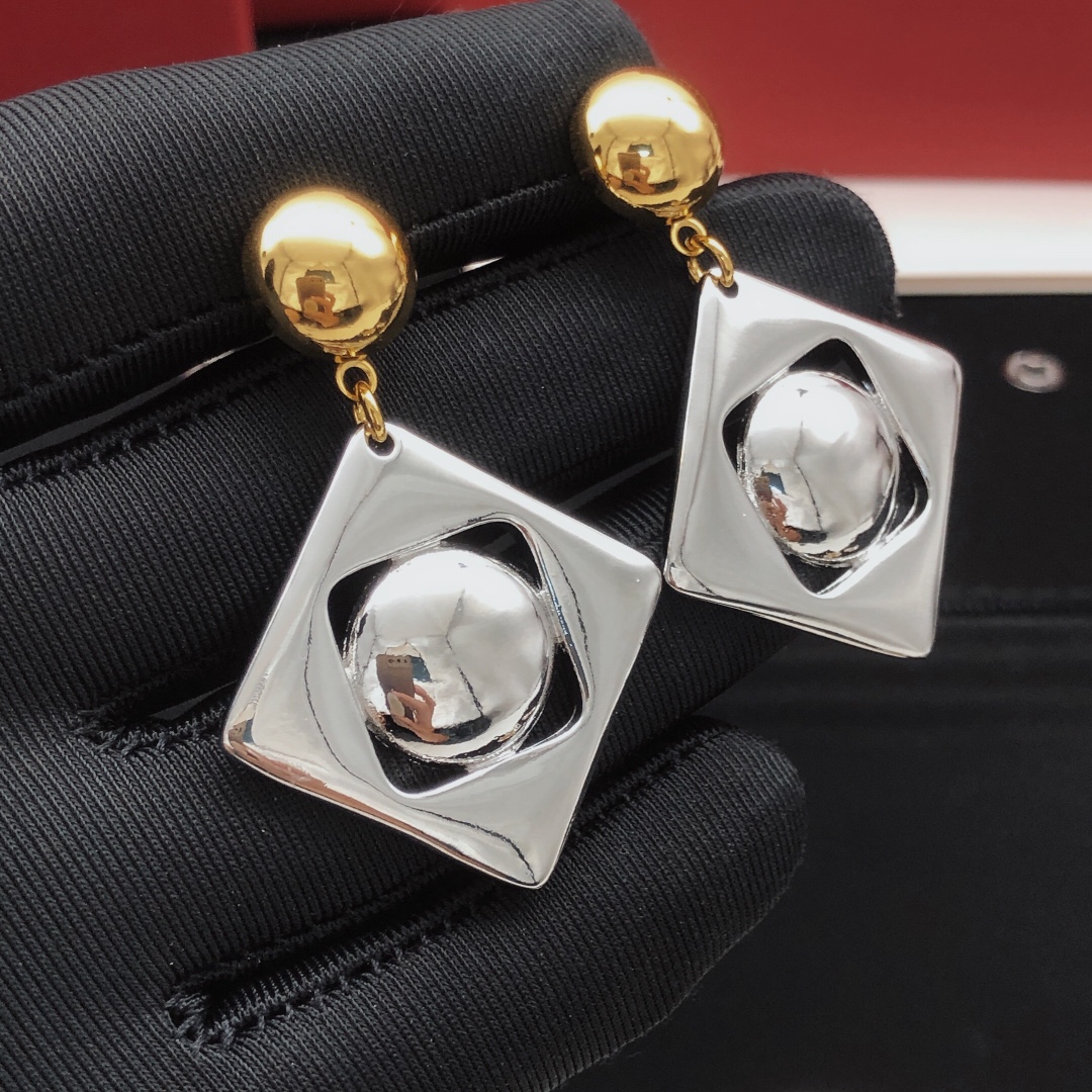 Valentino Two-Tone Geometric Drop Earrings earrings gold-tone metal silver-tone metal 4cm drop length