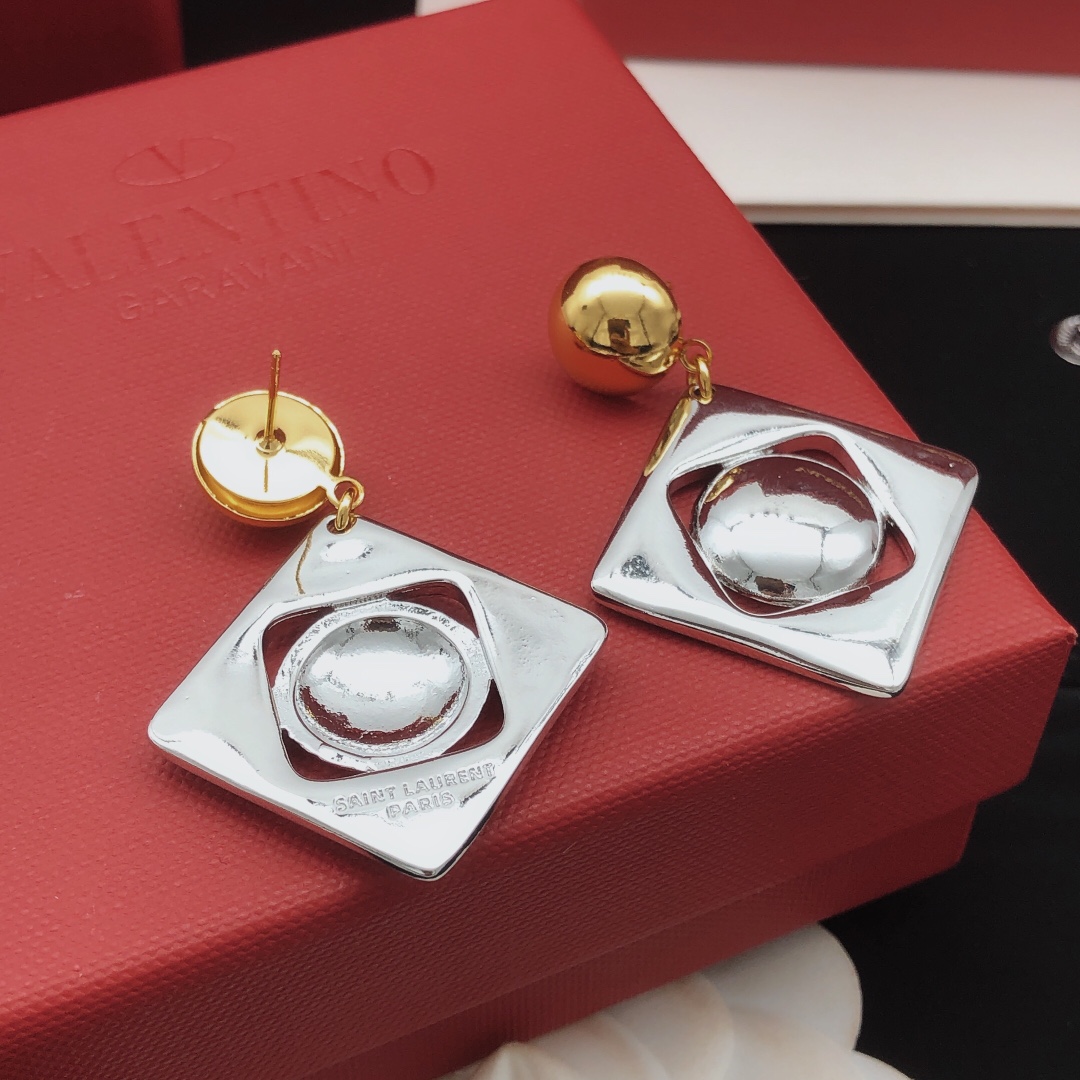 Valentino Two-Tone Geometric Drop Earrings earrings gold-tone metal silver-tone metal 4cm drop length