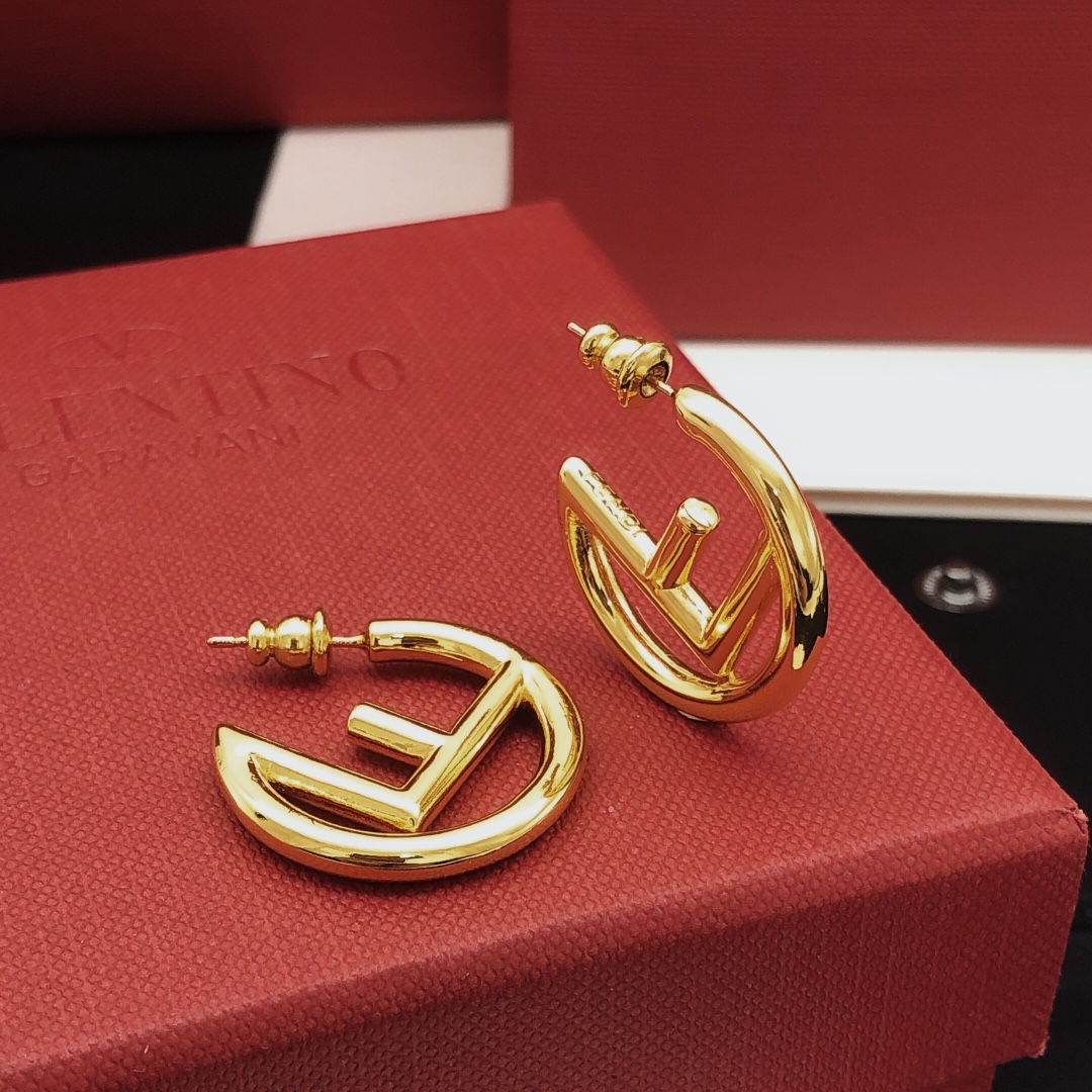Fendi F is Fendi earrings gold-tone metal 2 5cm