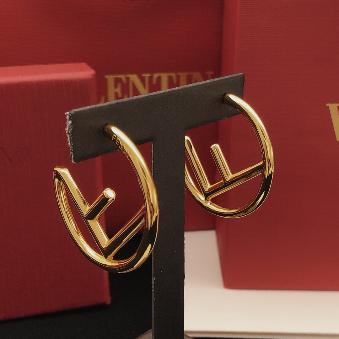 Fendi F is Fendi Logo Hoop Earrings earrings gold-tone metal no gemstones 4cm diameter