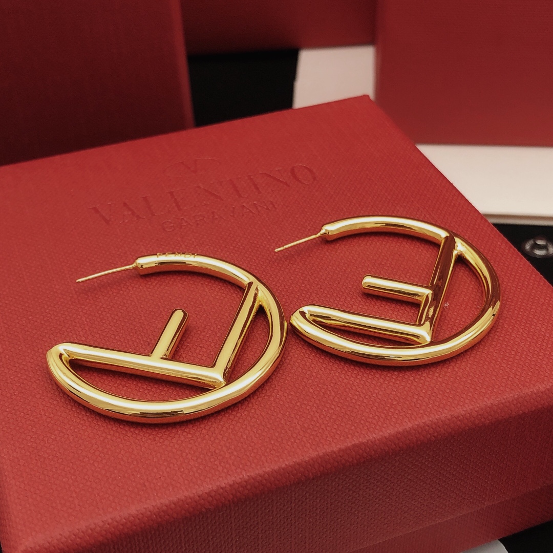 Fendi F is Fendi Logo Hoop Earrings earrings gold-tone metal no gemstones 4cm diameter