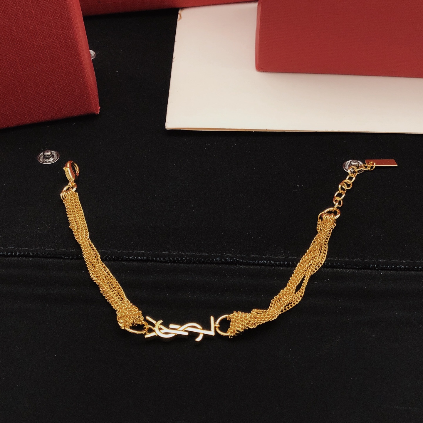 Saint Laurent YSL0017 Cassandre Multi-Chain Bracelet bracelet gold-tone metal no gemstones 19cm with 3cm extension chain