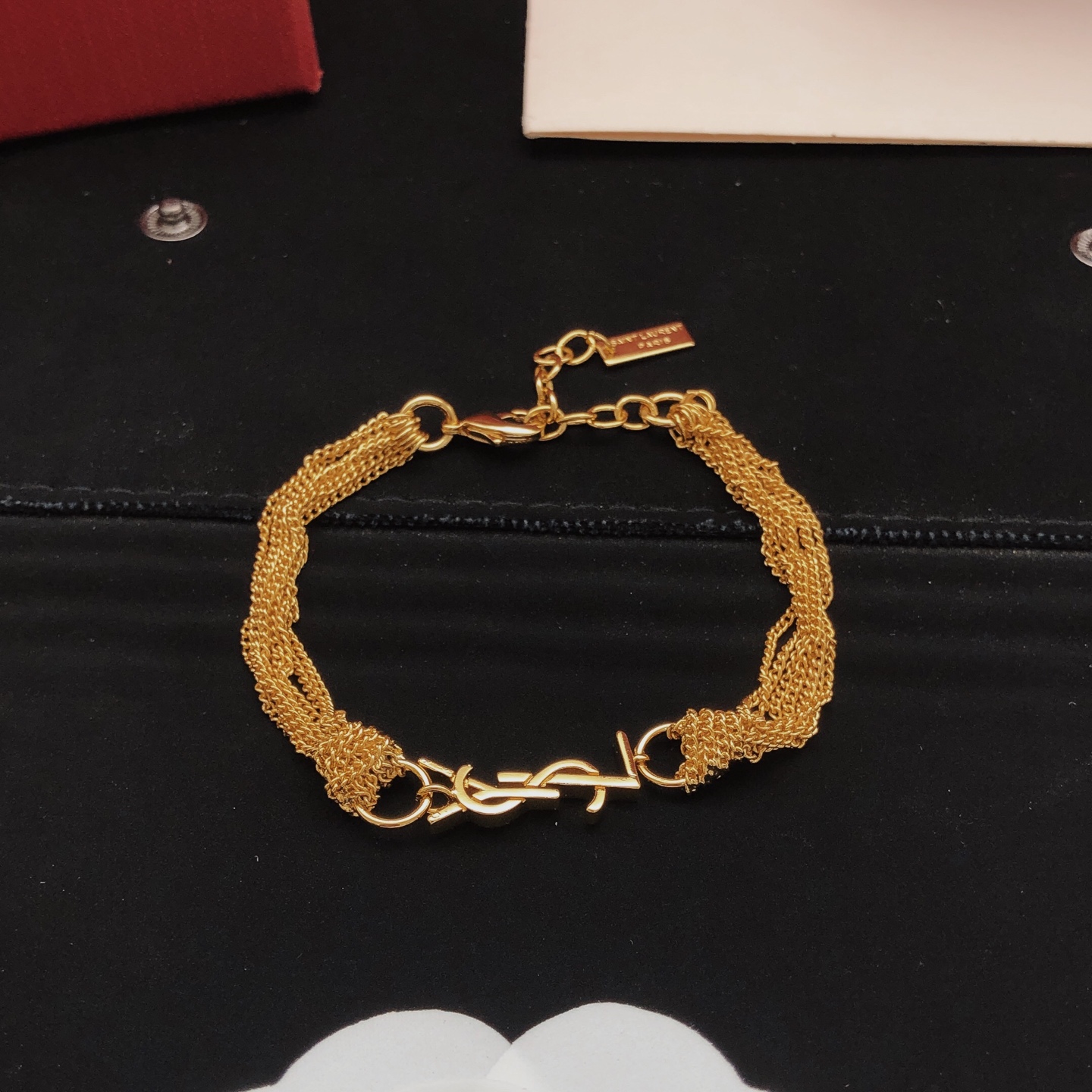 Saint Laurent YSL0017 Cassandre Multi-Chain Bracelet bracelet gold-tone metal no gemstones 19cm with 3cm extension chain