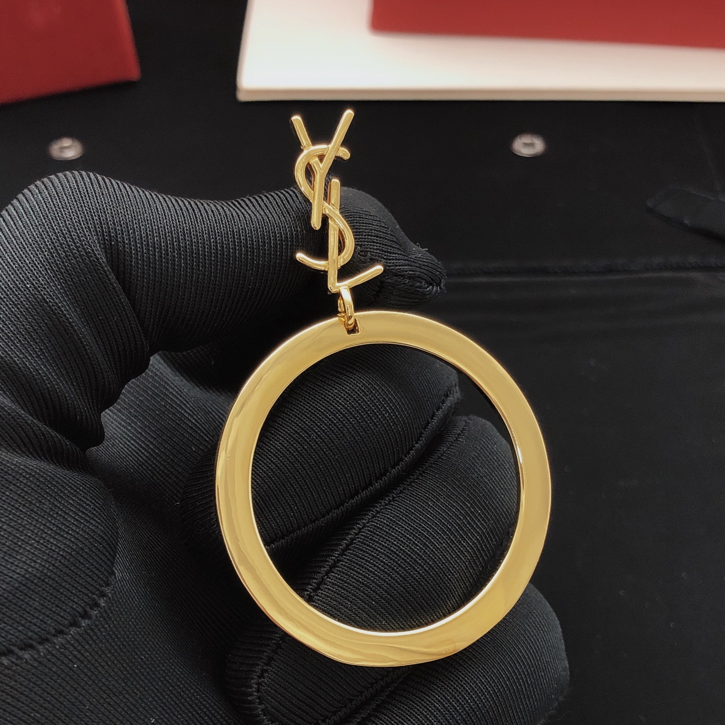 Saint Laurent YED0083 Cassandre Hoop Earrings earrings gold-tone metal no accent stones 4 5cm hoop diameter