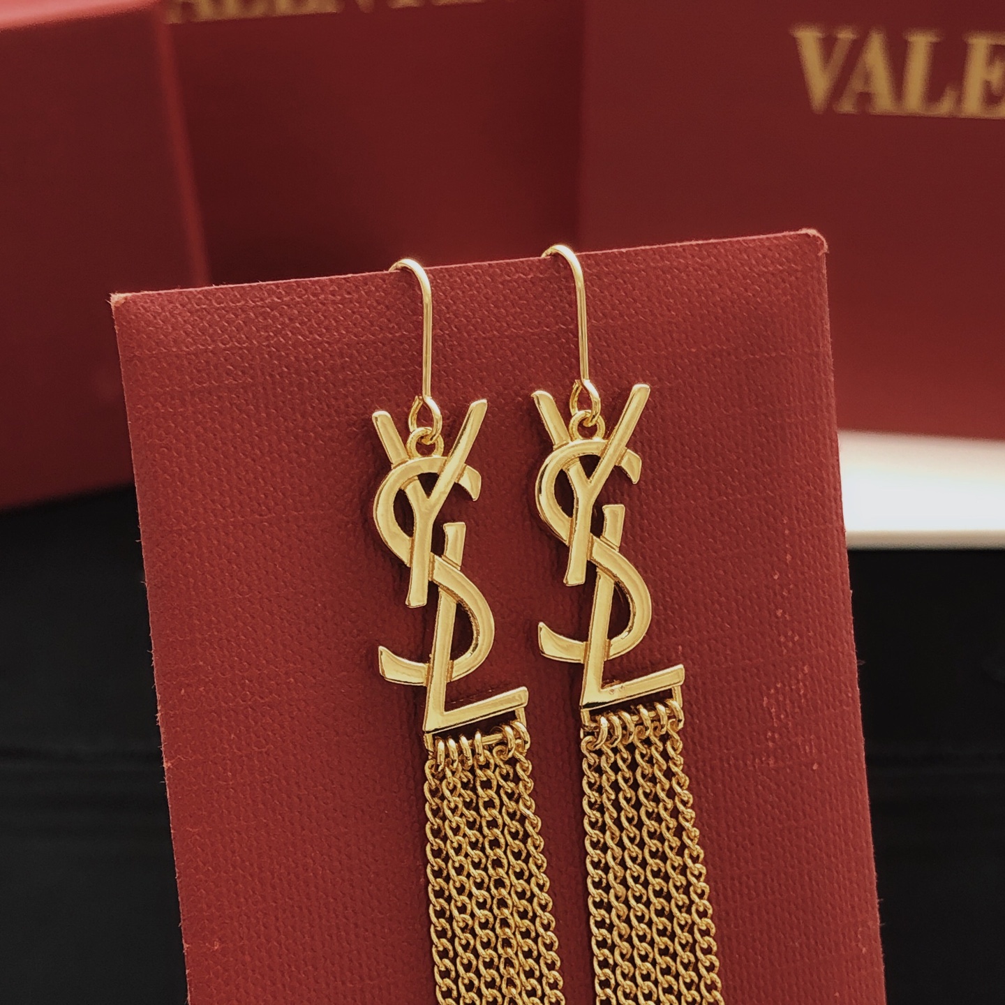 Saint Laurent YED0063 Cassandre Monogram Tassel Earrings earrings gold-tone metal no gemstones 6 5cm total drop length