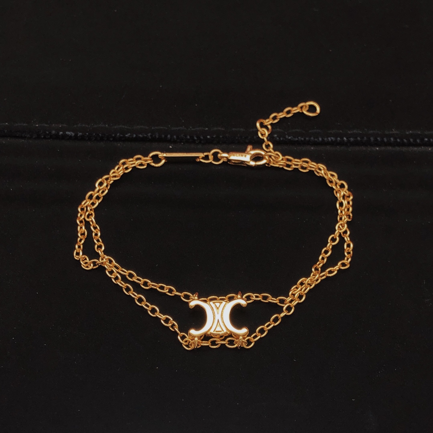 Celine Triomphe bracelet gold-tone metal no accent stones 16cm with 2cm extender
