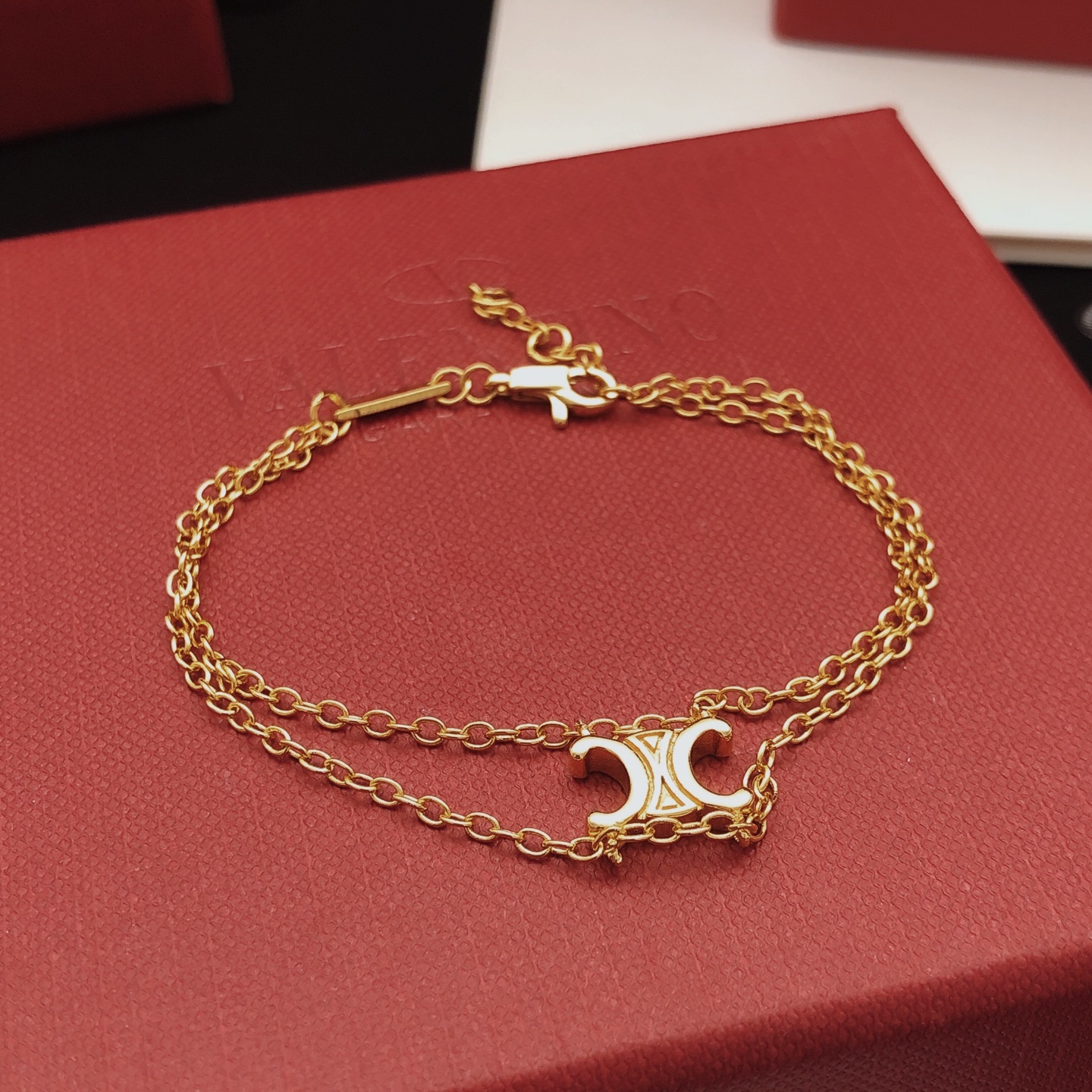 Celine Triomphe bracelet gold-tone metal no accent stones 16cm with 2cm extender