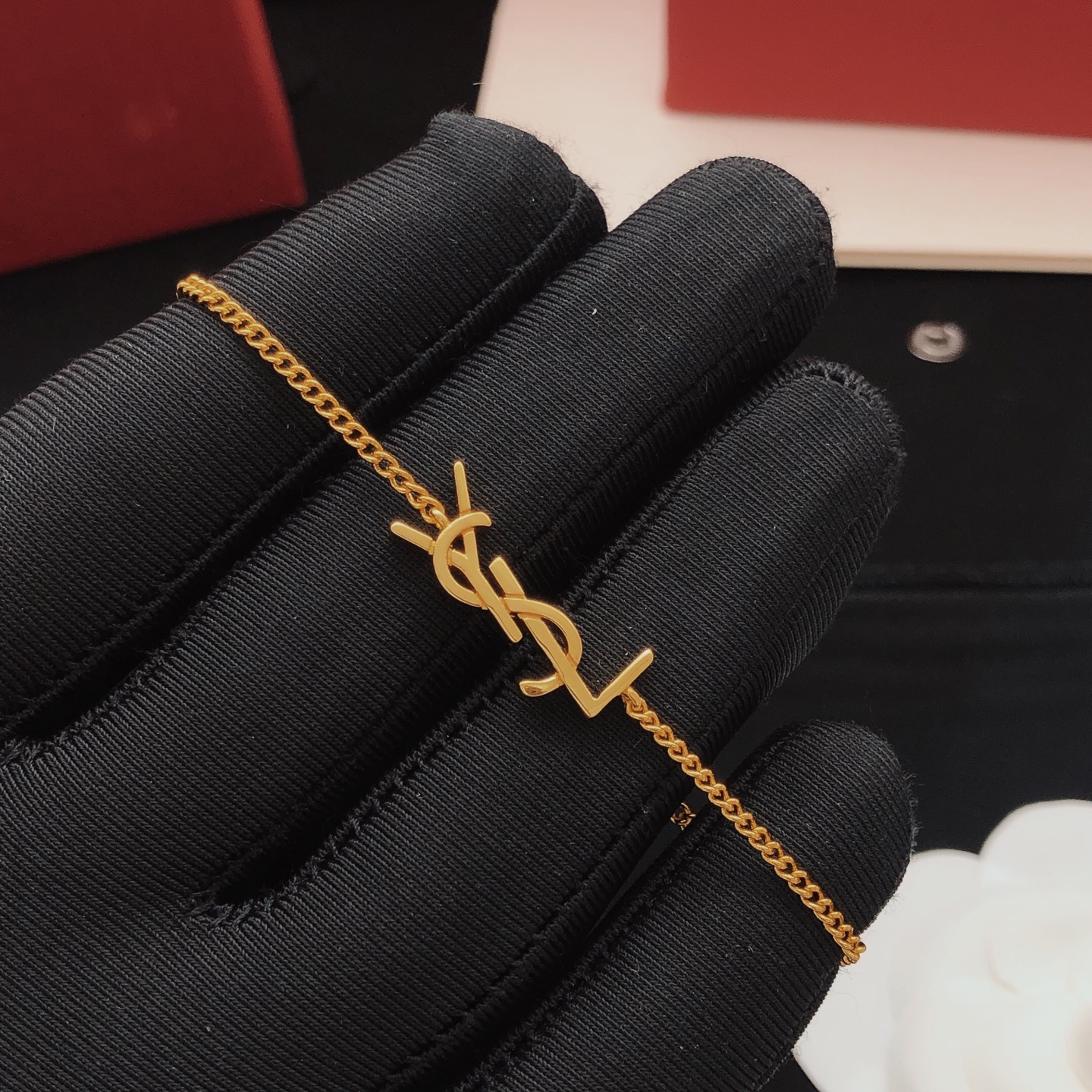 Saint Laurent Cassandre YSL Monogram Chain Bracelet bracelet gold-tone metal no gemstones 17cm with 3cm extender