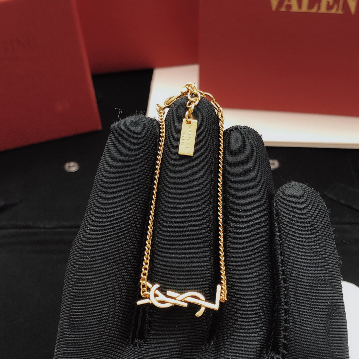 Saint Laurent Cassandre YSL Monogram Chain Bracelet bracelet gold-tone metal no gemstones 17cm with 3cm extender