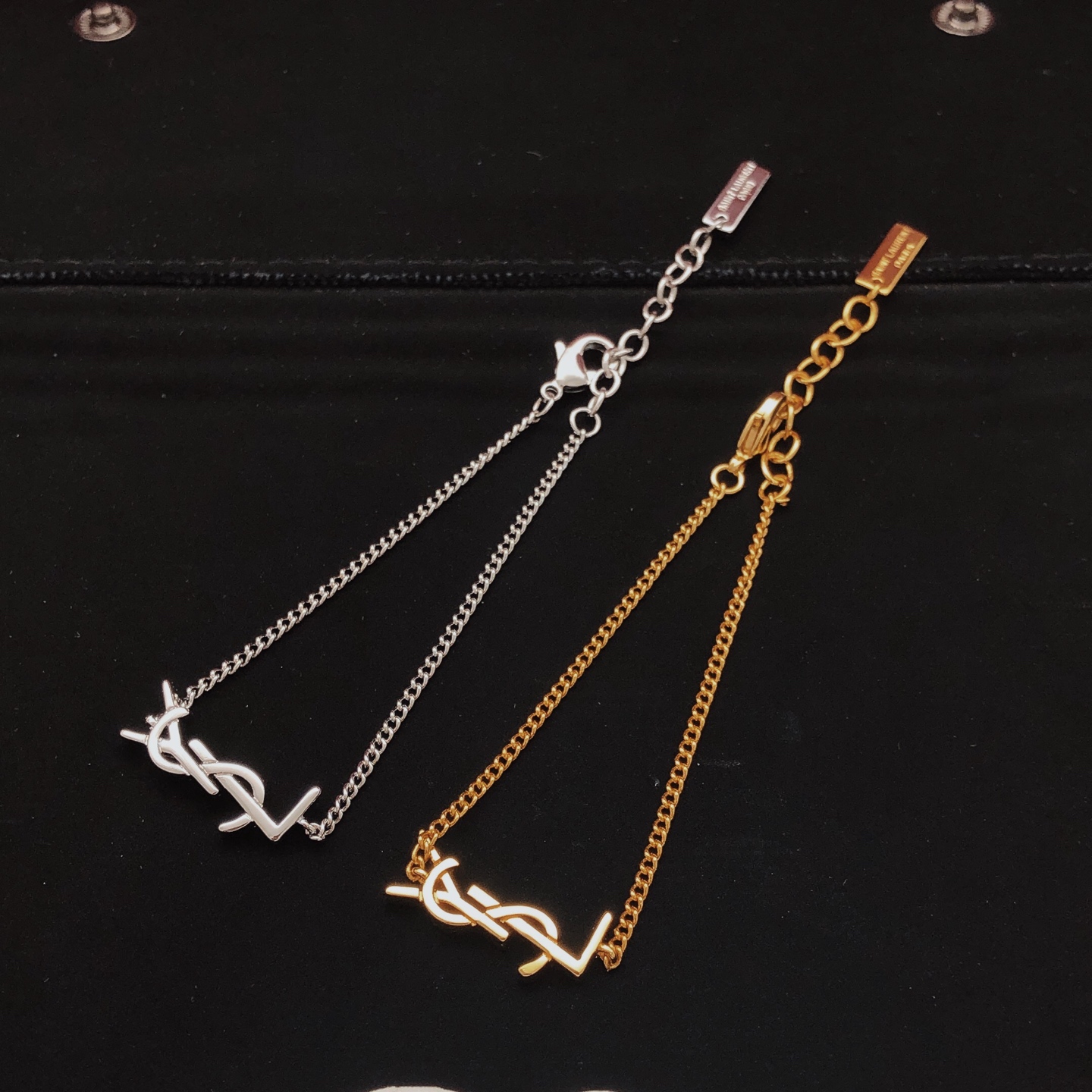 Saint Laurent Cassandre YSL Monogram Chain Bracelet bracelet silver-toned metal no gemstones 18cm with 3cm extender