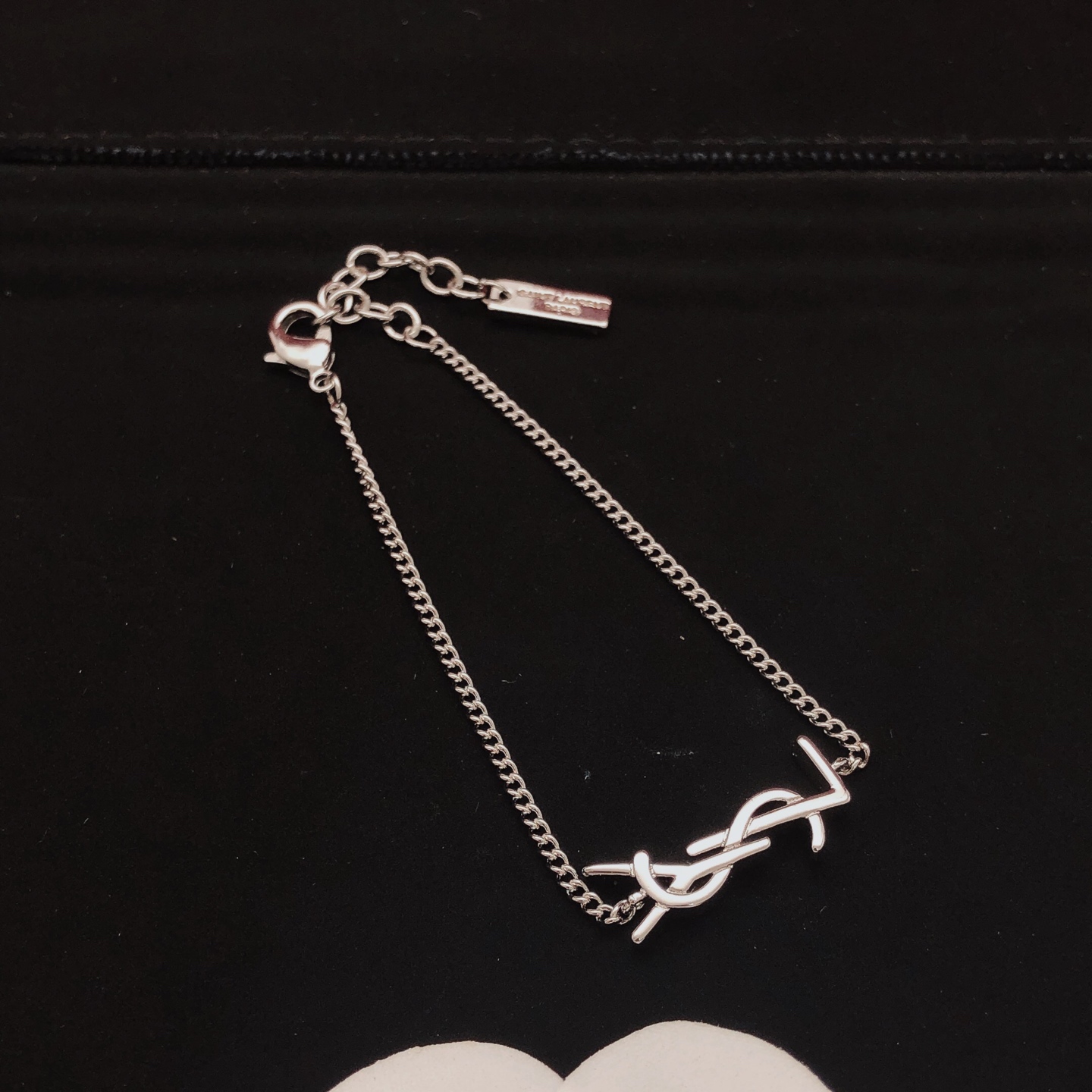Saint Laurent Cassandre YSL Monogram Chain Bracelet bracelet silver-toned metal no gemstones 18cm with 3cm extender