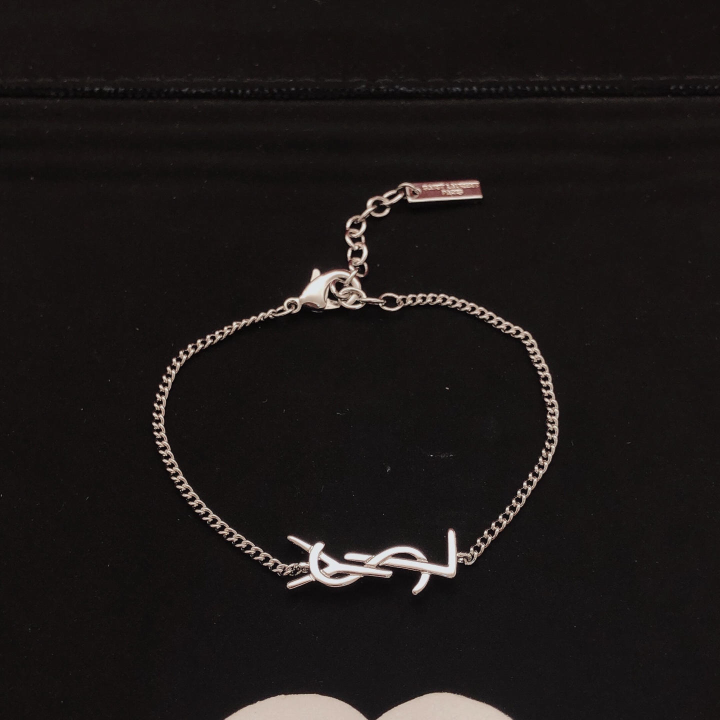 Saint Laurent Cassandre YSL Monogram Chain Bracelet bracelet silver-toned metal no gemstones 18cm with 3cm extender