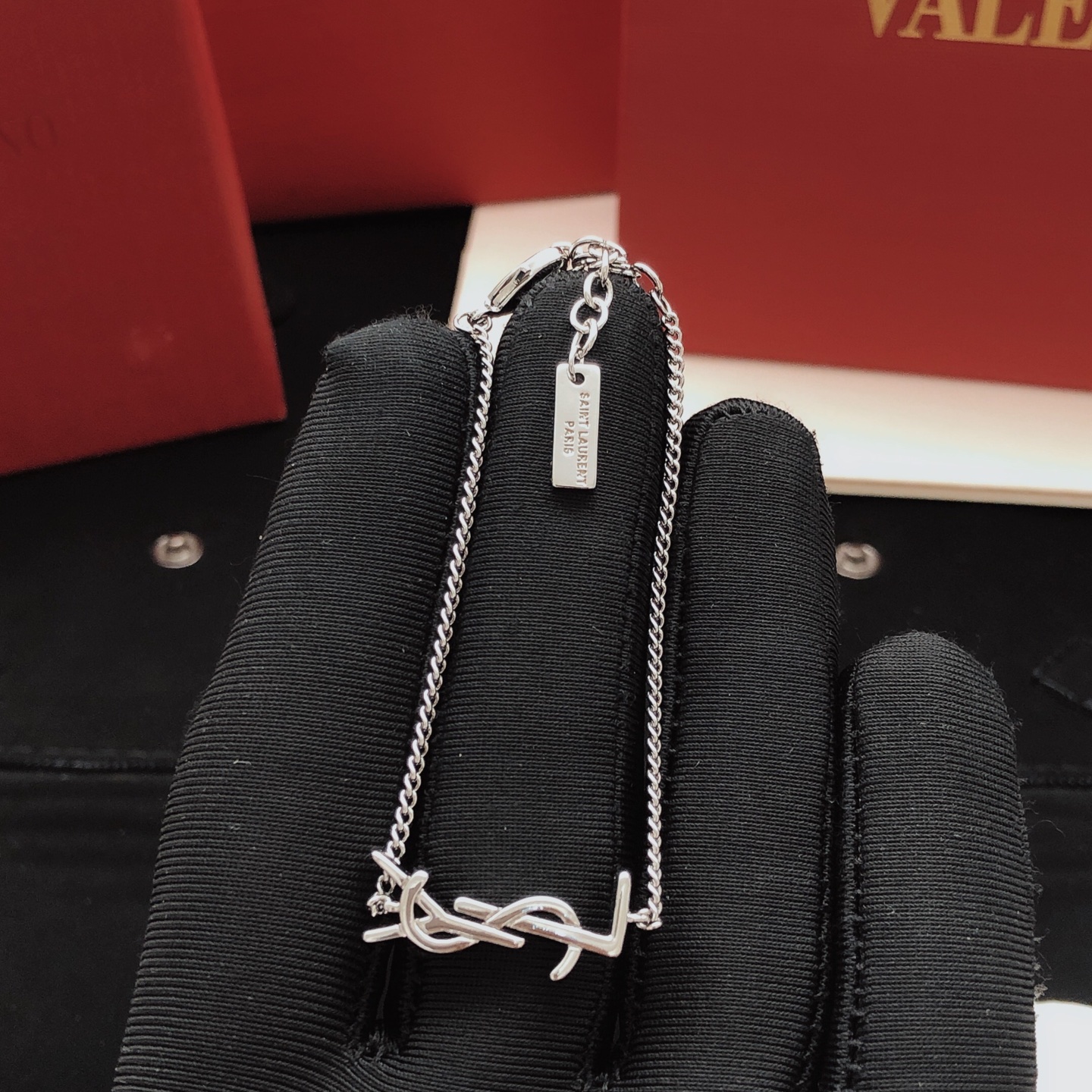 Saint Laurent Cassandre YSL Monogram Chain Bracelet bracelet silver-toned metal no gemstones 18cm with 3cm extender
