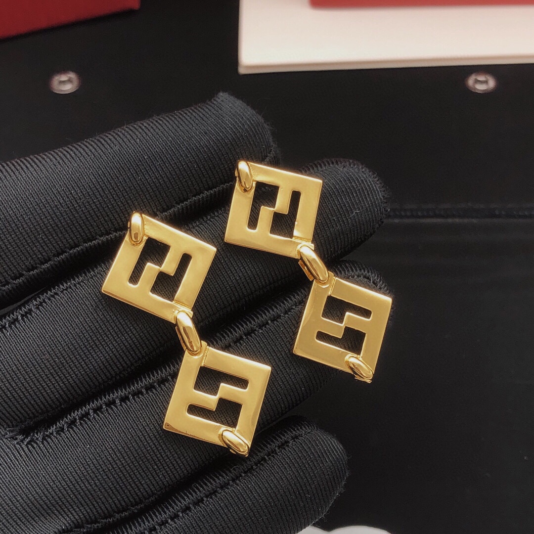 Fendi FF Logo Drop Earrings earrings gold-tone metal no gemstones 4cm drop length