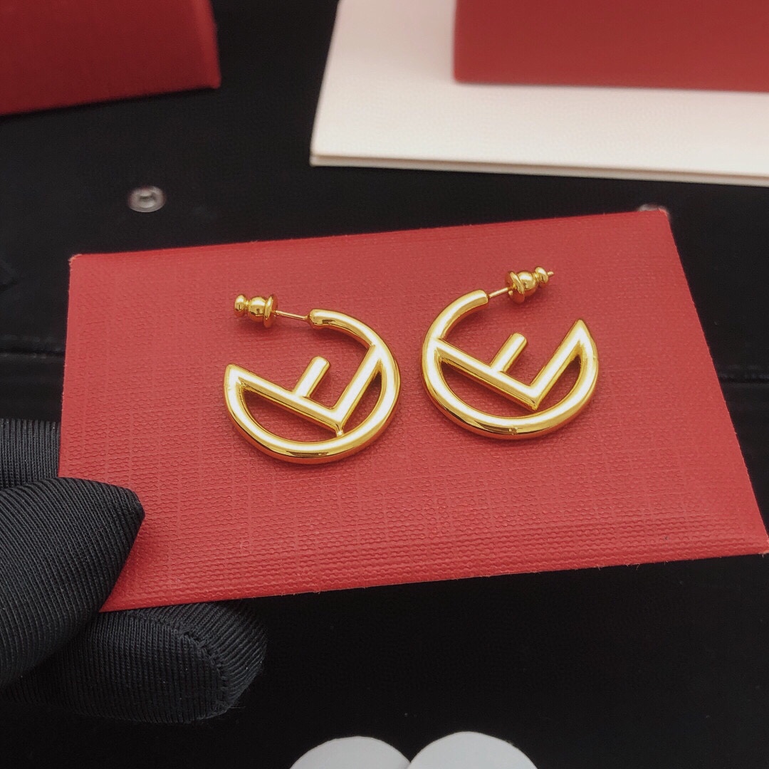 Fendi F is Fendi earrings gold tone metal 2 5cm