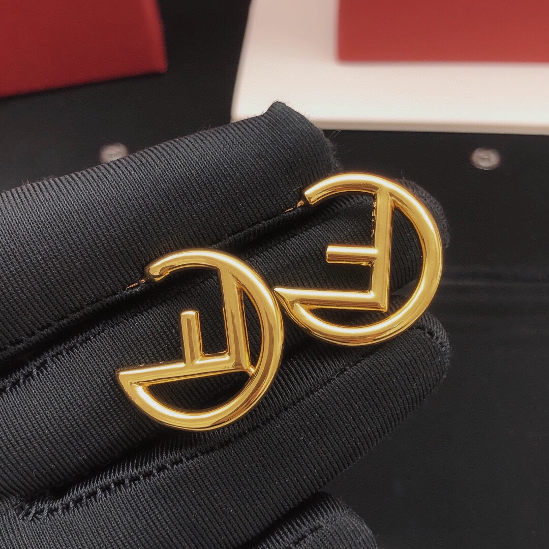 Fendi F is Fendi earrings gold tone metal 2 5cm