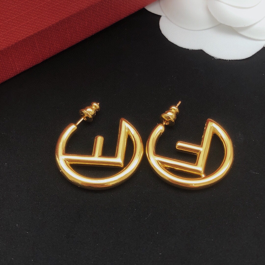Fendi F is Fendi earrings gold tone metal 2 5cm