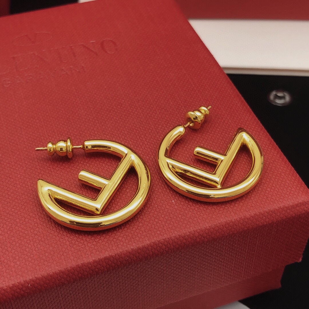 Fendi F is Fendi earrings gold tone metal 2 5cm