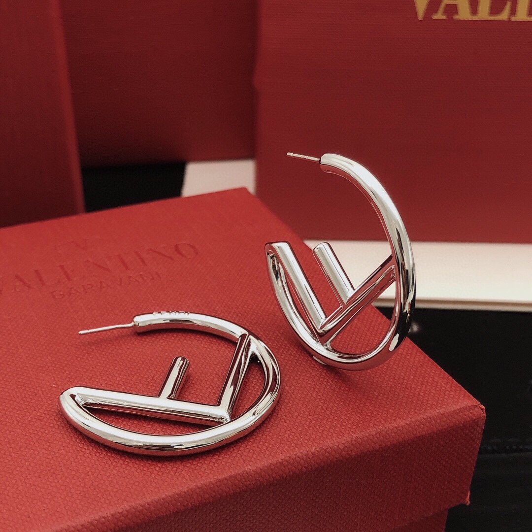 Fendi F is Fendi Hoop Earrings earrings silver-toned metal no accent stones 4cm diameter