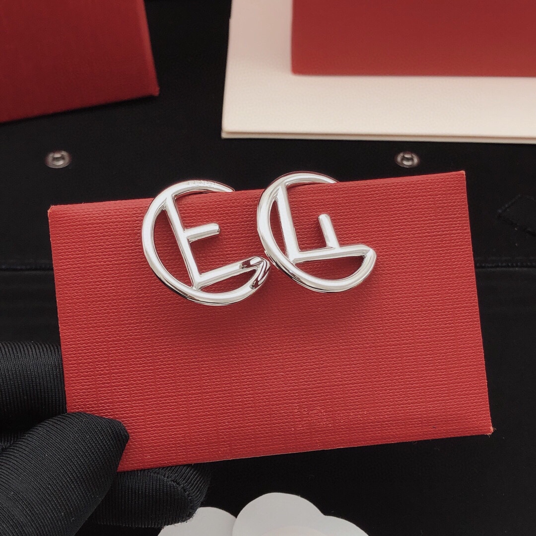 Fendi F is Fendi Logo Hoop earrings silver-toned metal no gemstones 3cm diameter