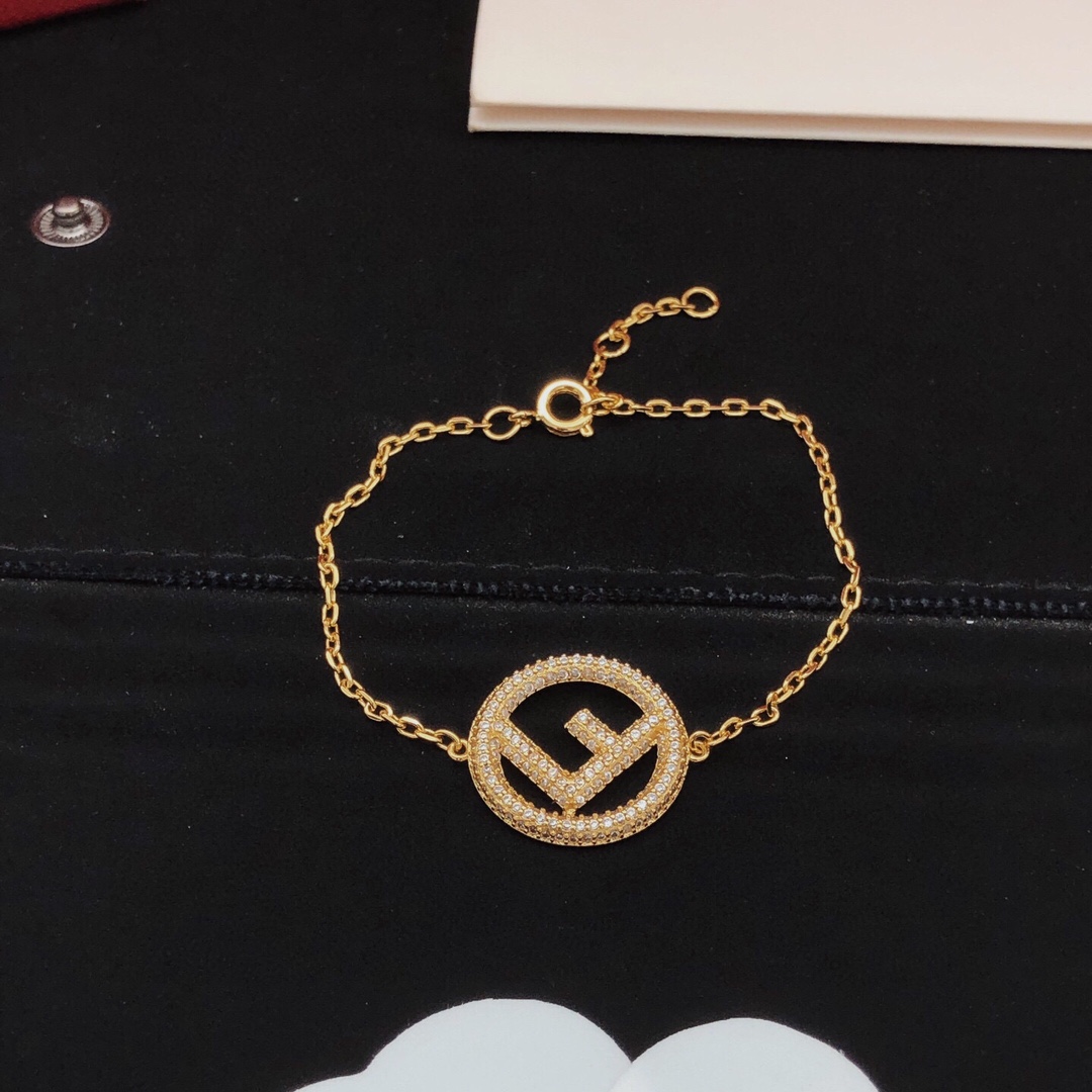 Fendi F is Fendi Crystal Logo Bracelet bracelet gold-tone metal with clear crystal pave 17cm with 2cm extender