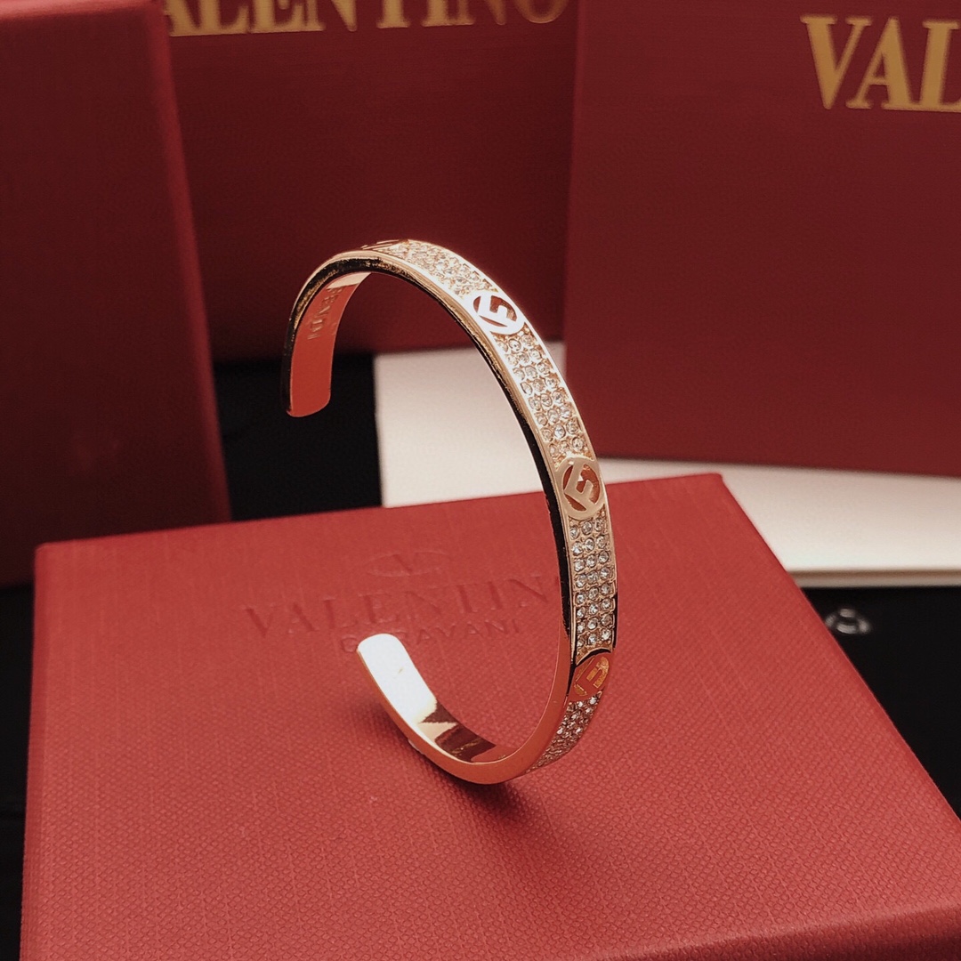 Fendi F is Fendi Pave Crystal Cuff bracelet rose gold metal with clear pave crystals 17cm inner circumference