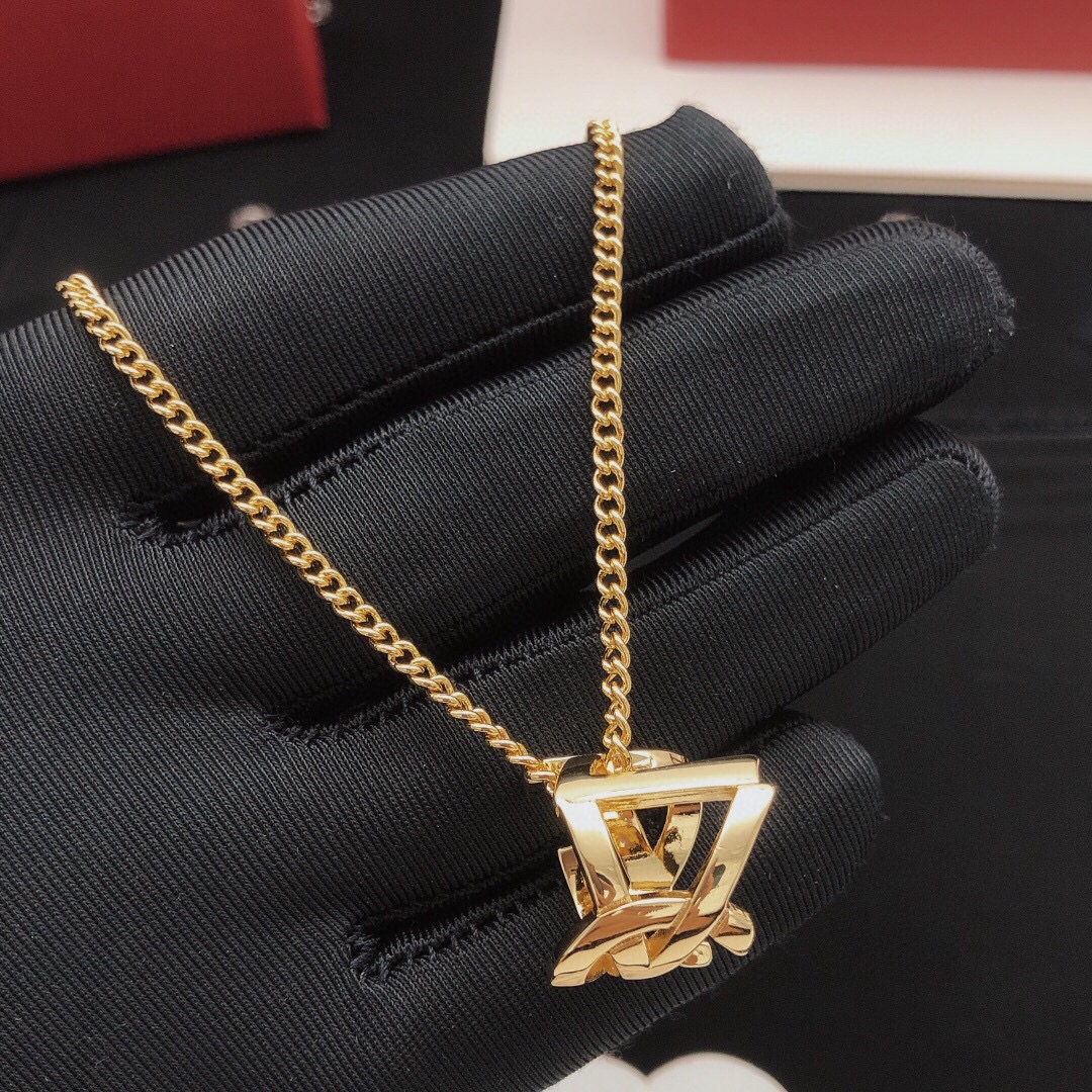Saint Laurent YXL0013 Monogram Pendant necklace gold-tone metal 50cm