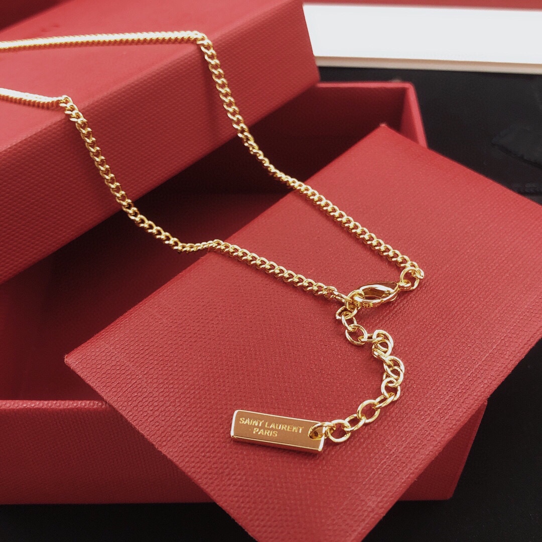 Saint Laurent YXL0013 Monogram Pendant necklace gold-tone metal 50cm