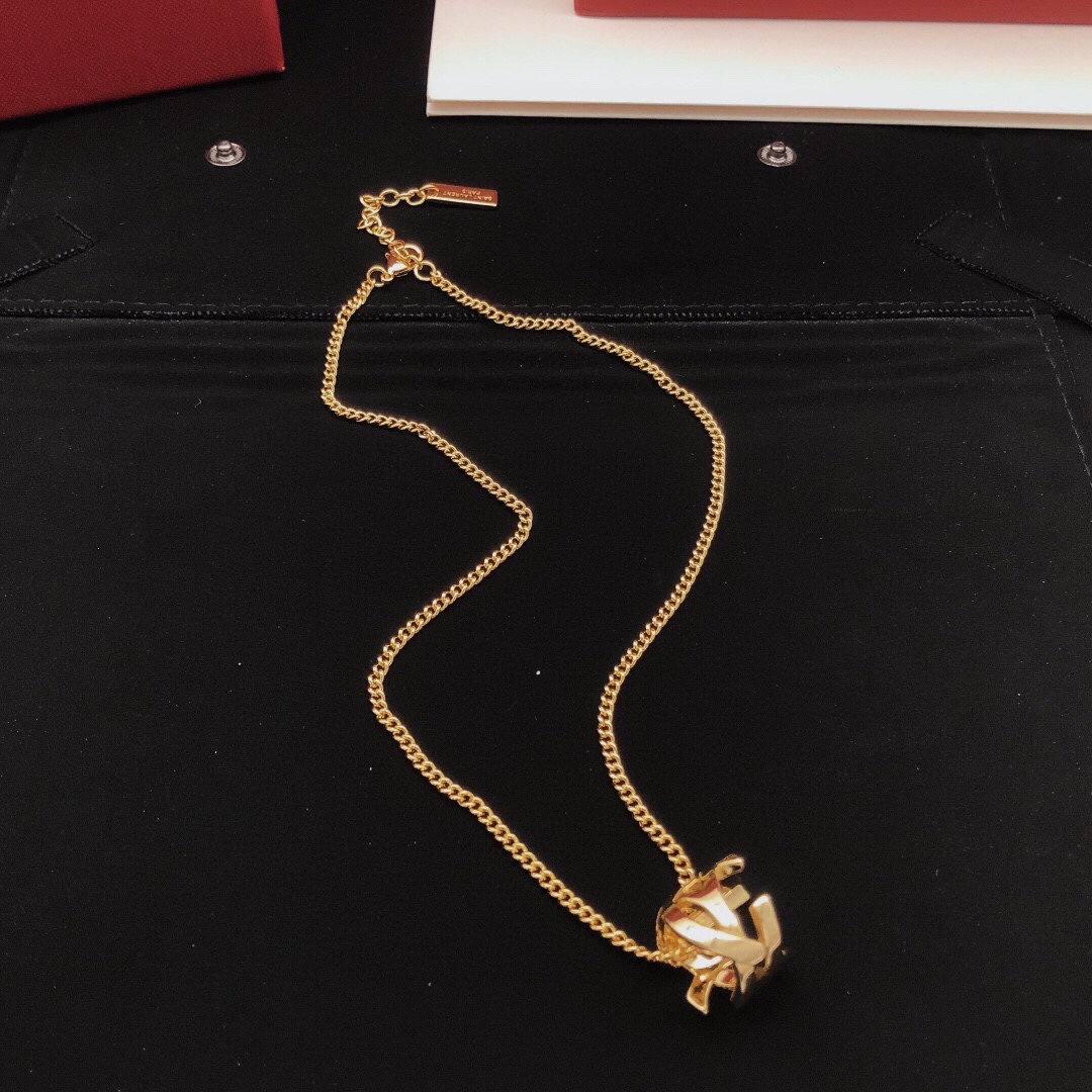 Saint Laurent YXL0013 Monogram Pendant necklace gold-tone metal 50cm