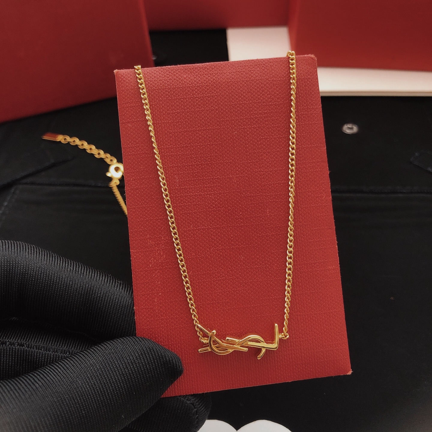 Saint Laurent Cassandre Monogram Pendant Necklace necklace gold-tone metal no gemstones 45cm with 5cm extender