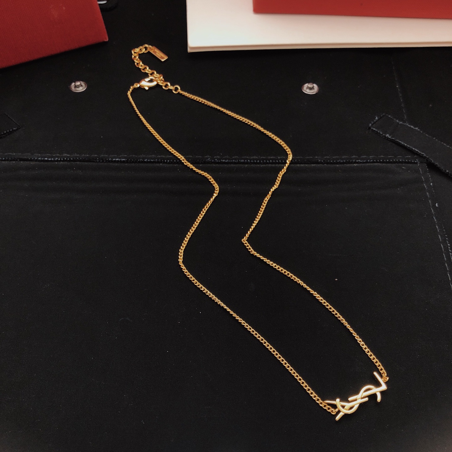 Saint Laurent Cassandre Monogram Pendant Necklace necklace gold-tone metal no gemstones 45cm with 5cm extender