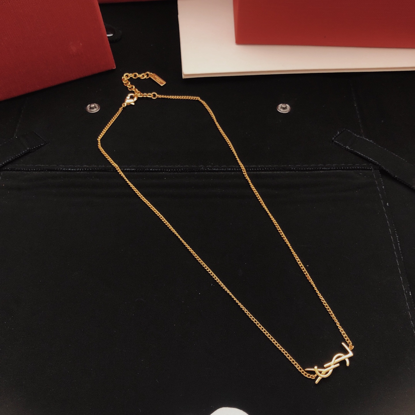Saint Laurent Cassandre Monogram Pendant Necklace necklace gold-tone metal no gemstones 45cm with 5cm extender