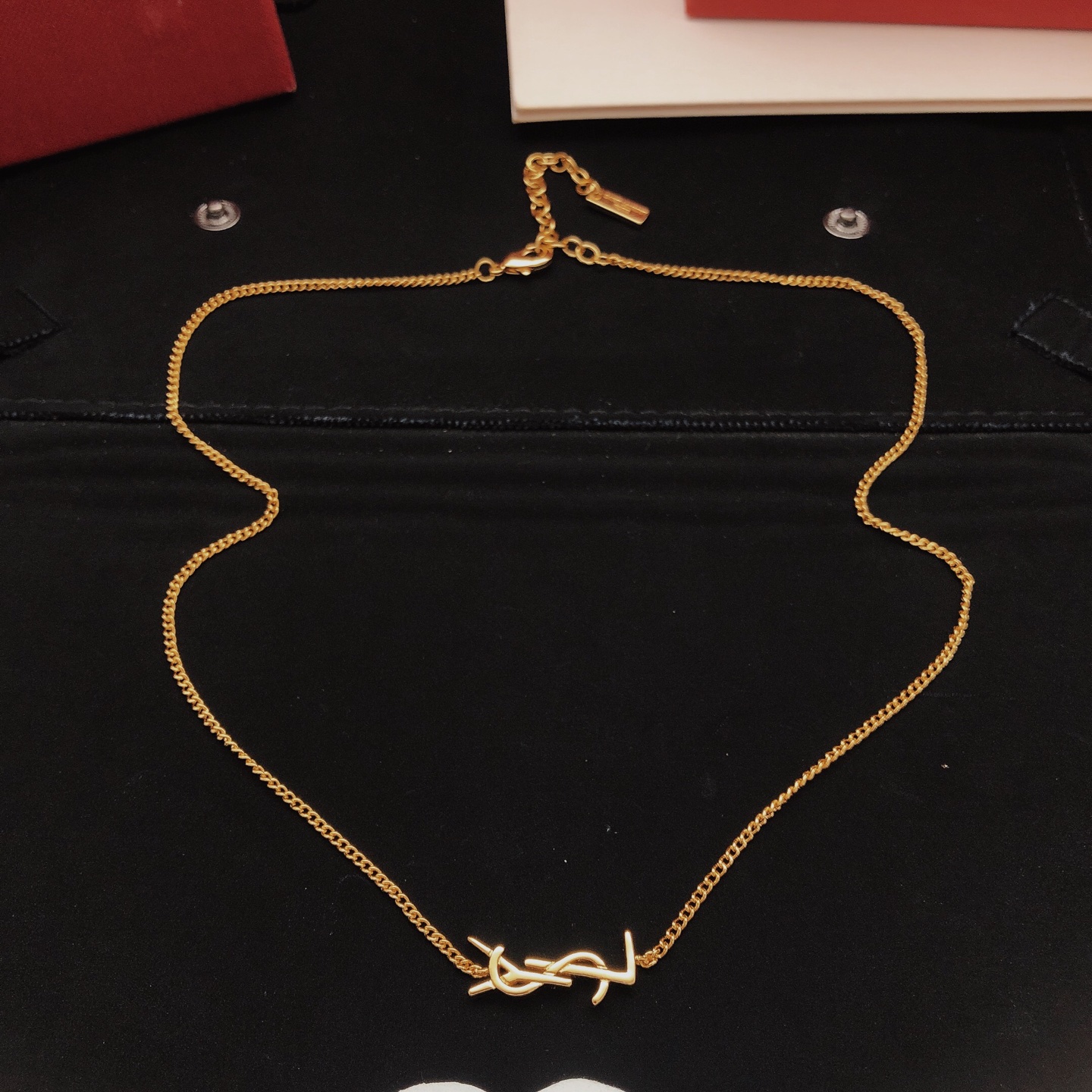Saint Laurent Cassandre Monogram Pendant Necklace necklace gold-tone metal no gemstones 45cm with 5cm extender