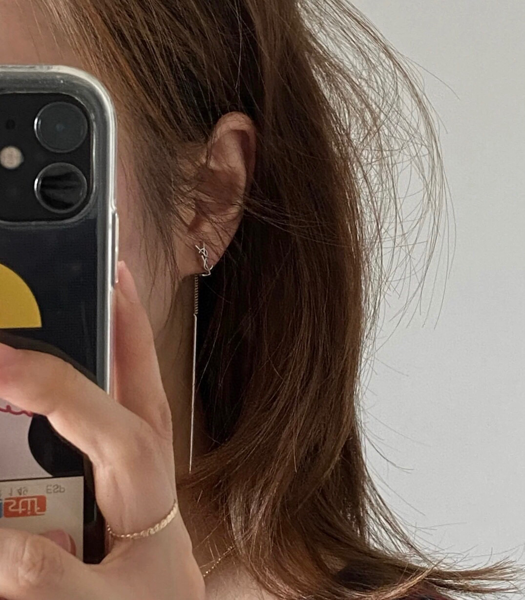 Saint Laurent YSL Monogram Long Drop Earrings earrings silver-toned metal no accent stones 6cm total drop length
