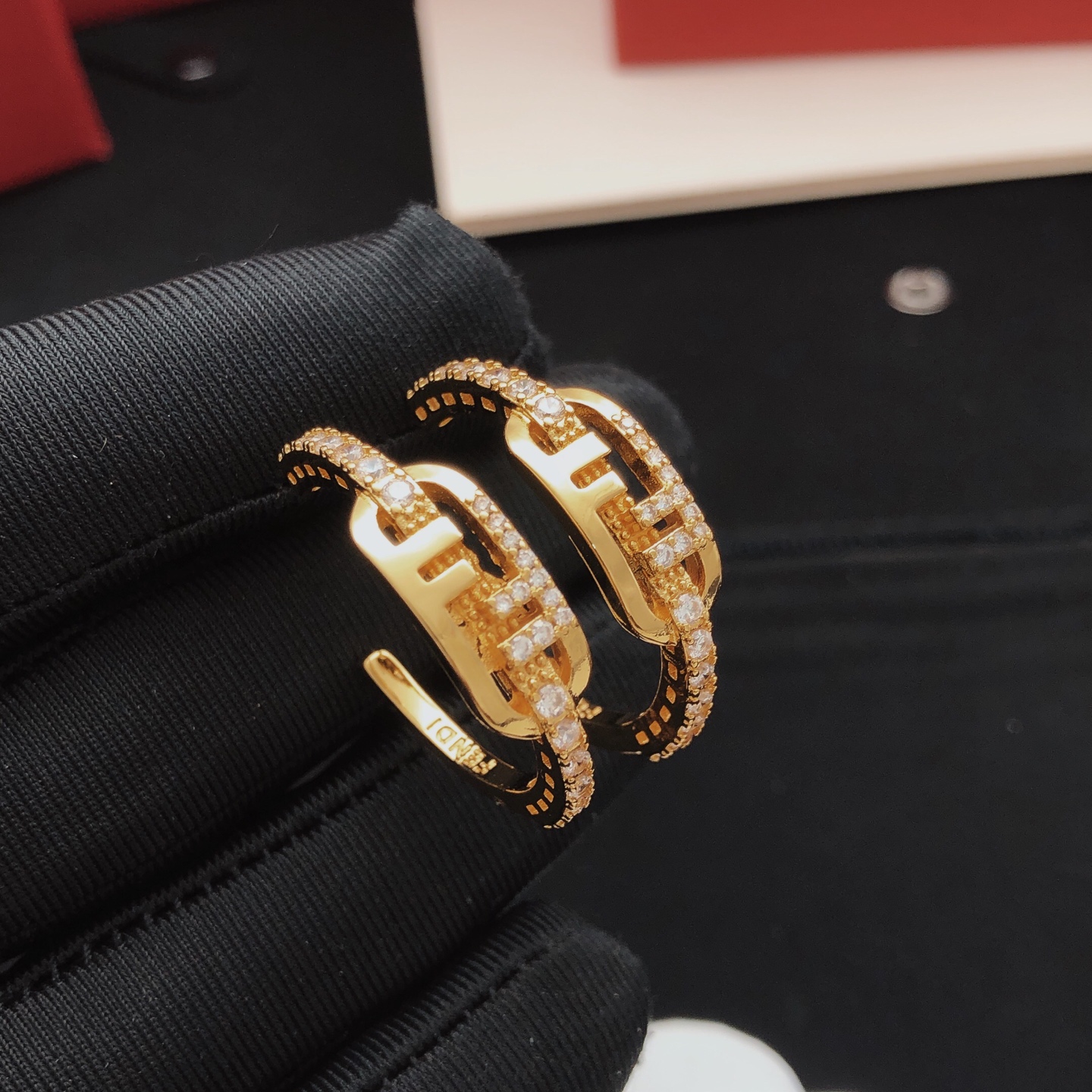 Fendi F is Fendi Crystal Hoop Earrings earrings gold-tone metal with clear crystal accents 2 5cm hoop diameter