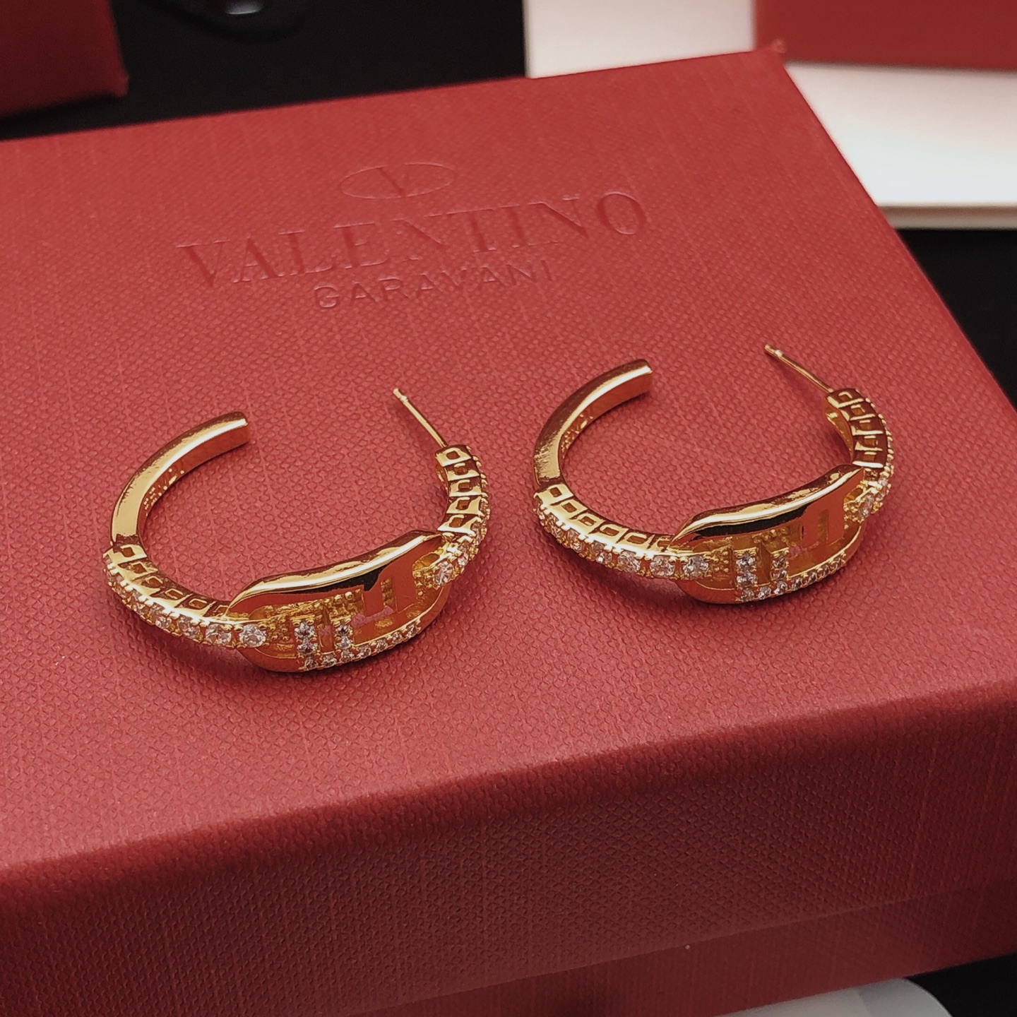 Fendi F is Fendi Crystal Hoop Earrings earrings gold-tone metal with clear crystal accents 2 5cm hoop diameter