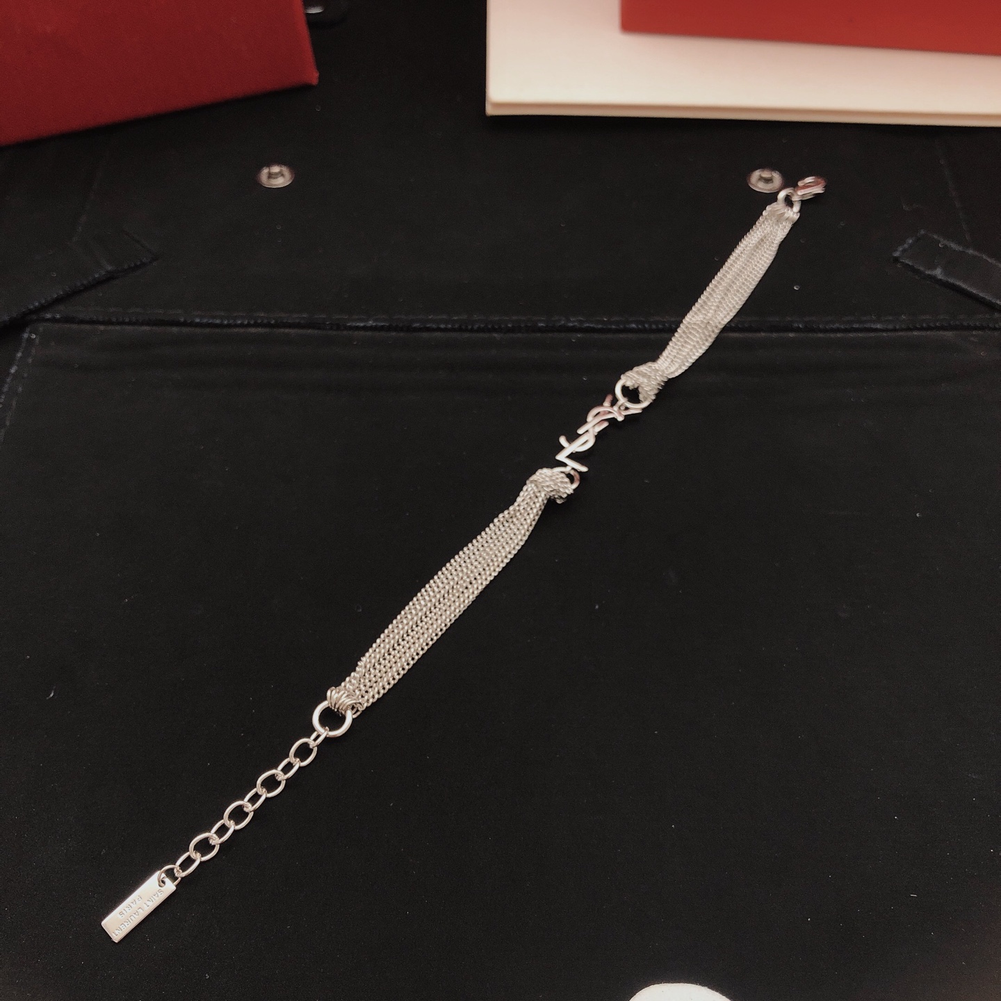 Saint Laurent Cassandre Multi-Chain Bracelet bracelet silver-toned metal no gemstones 19cm with 3cm extension chain