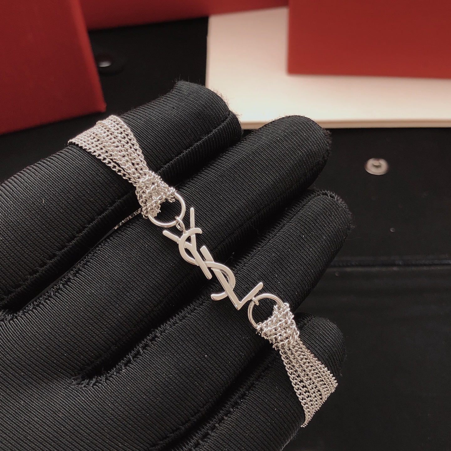 Saint Laurent Cassandre Multi-Chain Bracelet bracelet silver-toned metal no gemstones 19cm with 3cm extension chain