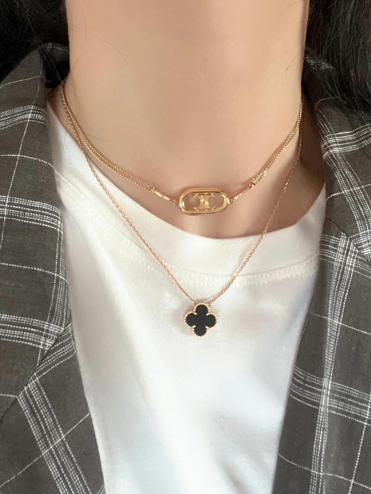 Celine Triomphe Oval Chain Necklace necklace gold-tone metal 40cm